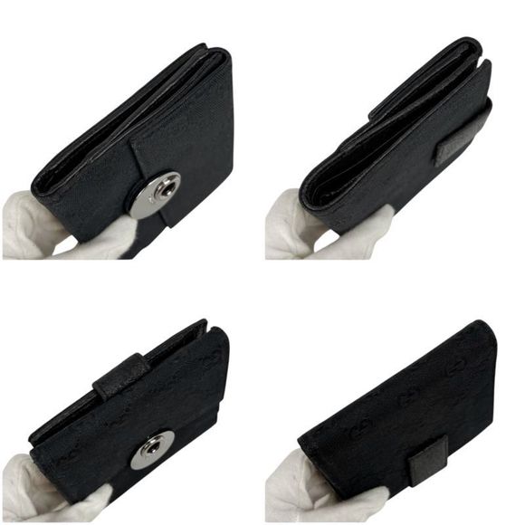 Gucci Compact Wallet Bifold Wallet Black GG Canvas GG Pattern - Picture 9 of 14